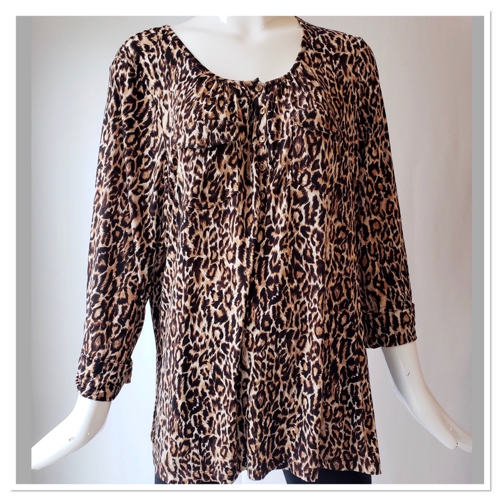 NWOT plus size animal print blouse size 2X